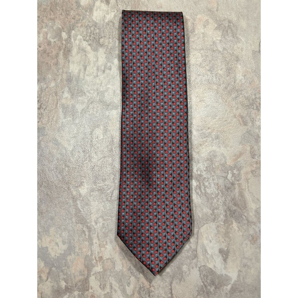 Vintage Ermenegildo Zegna Multi Color Silk Neck Tie in Gray/Blue/Red